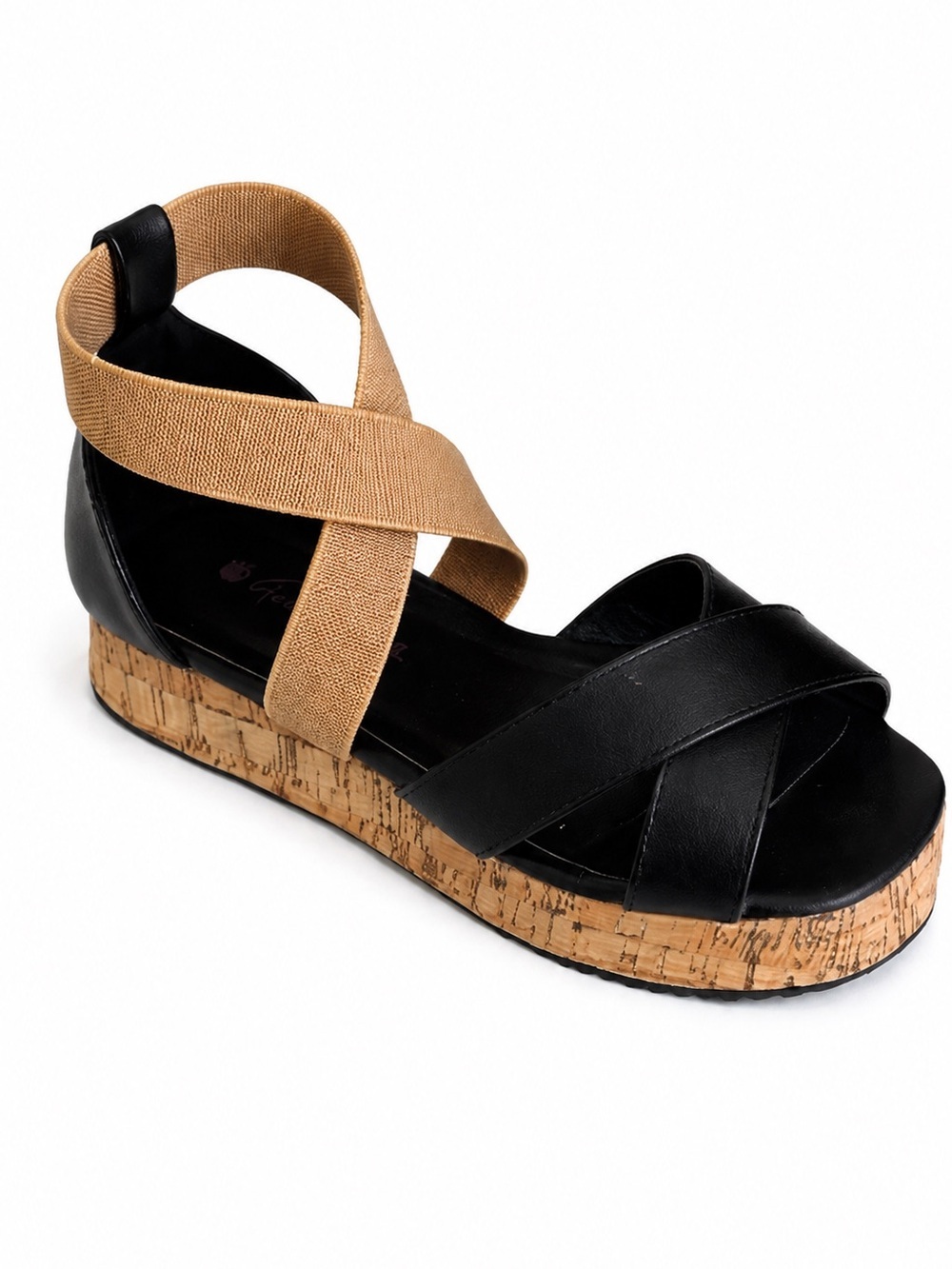 Gloria Vanderbilt Platform Wedge Sandals – Women’s Size 6 Black & Tan Comfort